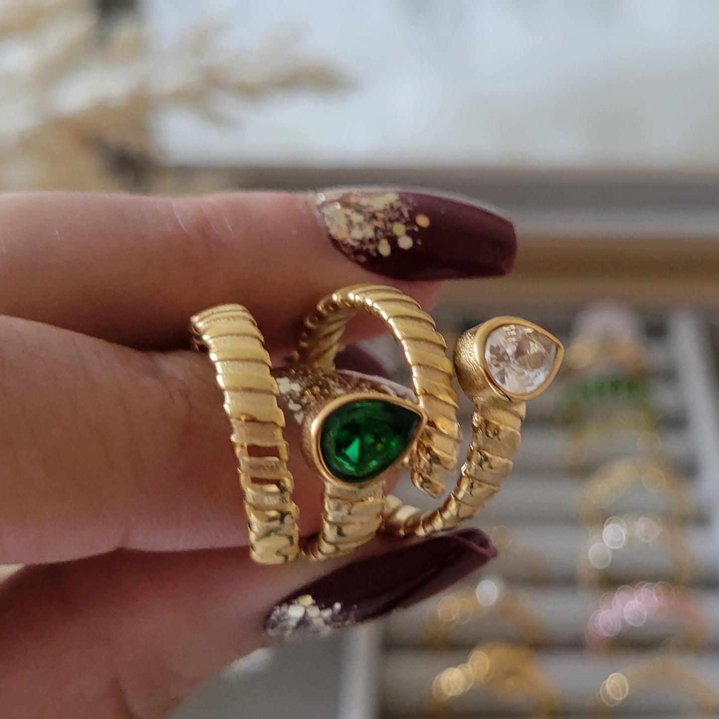 Nouveau! Bague Zoé Vert - Maison M Bijoux